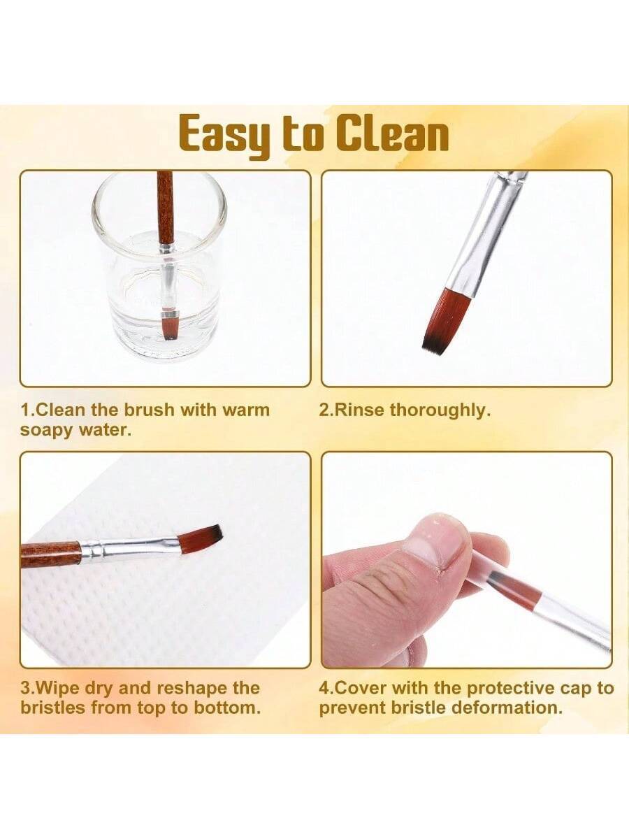 12 PCS Flat Brushes Set, Professional Nylon Paint Brushes with Long Handle
