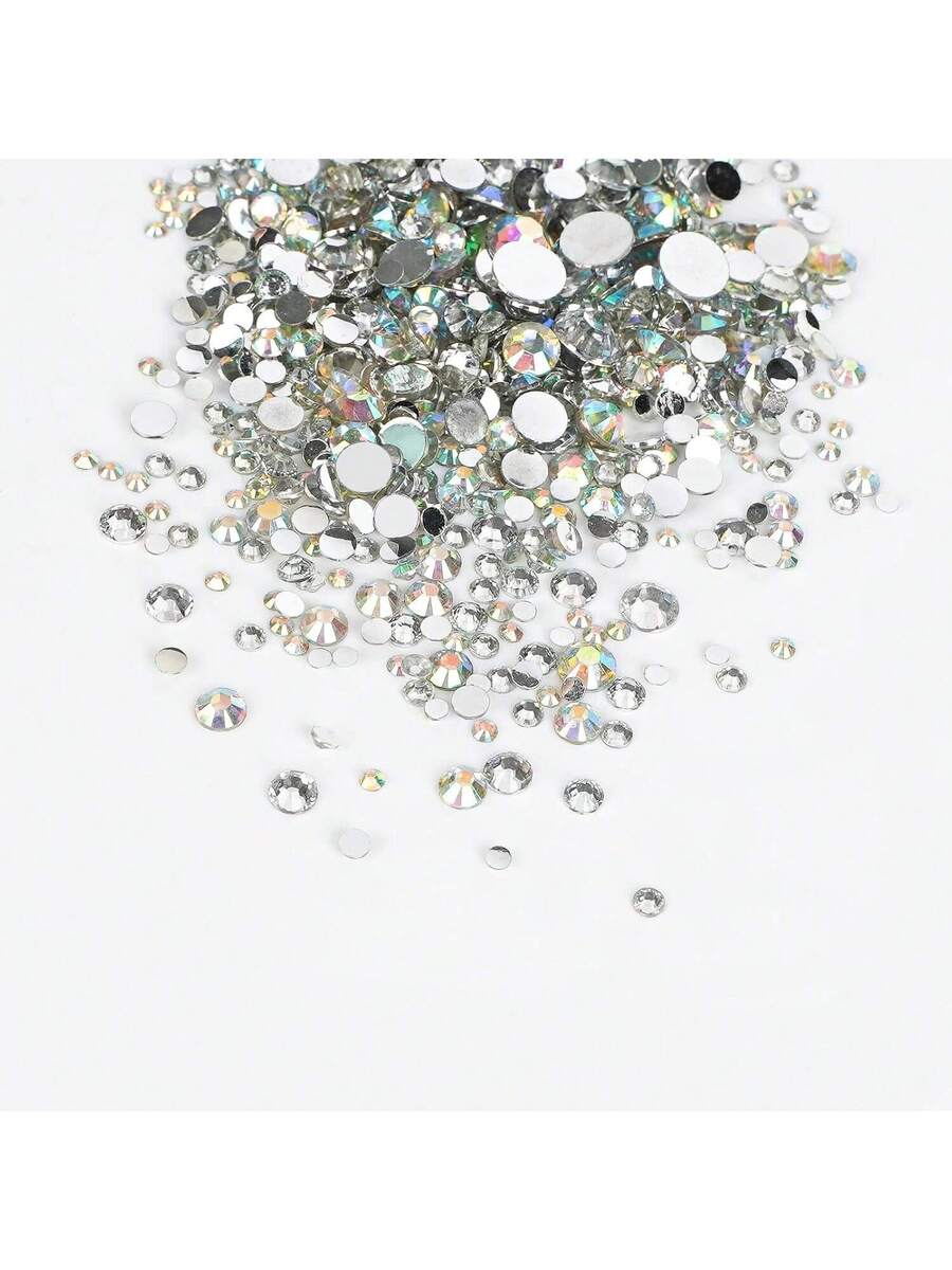 12 Grids 6 Sizes Clear Rhinestones in 6 Sizes, Flatback Shiny Crystal AB Nail Art Gems
