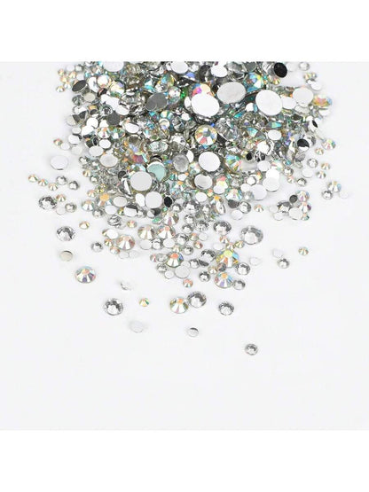 12 Grids 6 Sizes Clear Rhinestones in 6 Sizes, Flatback Shiny Crystal AB Nail Art Gems