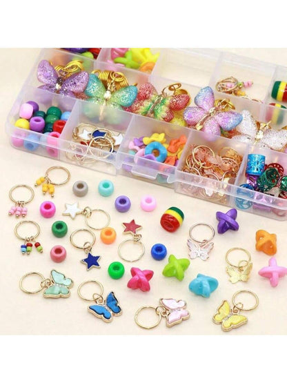 138Pcs Gold Butterfly Braid Hair Dreadlocks Accessories with Colorful Beads Charms and Pendants