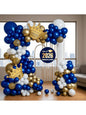 106-Piece Royal Navy Blue Balloon Arch Garland Kit - Blue, White & Gold Balloons with Gold Confetti and Crown Foil Balloons for Graduation, Birthday Party & Baby Shower