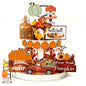 16-Piece Wooden Fall Tiered Tray Decor Set - Pumpkin & Sign Thanksgiving Decor for Farmhouse Tabletop, Halloween & Christmas Displays