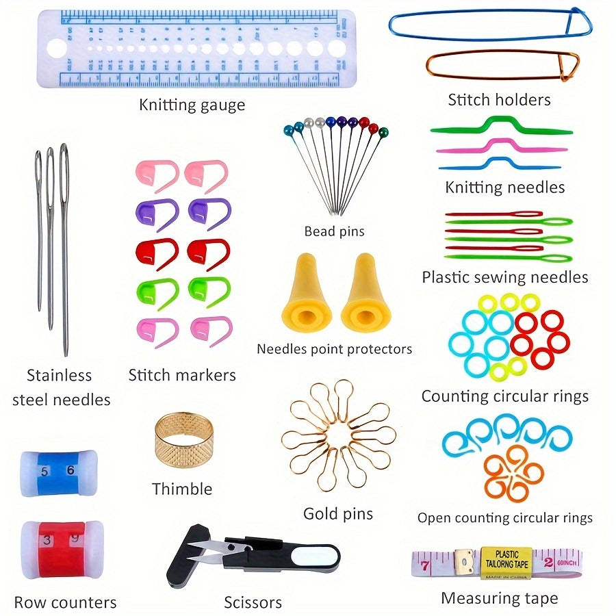 Crochet Hook Kit Knitting Needles, Multicolor Aluminum Ergonomic Yarn Knit Craft Tools