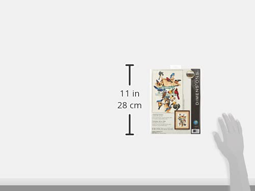 'Feasting Frenzy' Birds Counted Cross Stitch Kit, 18 Count Ivory Aida, 10'' x 14''