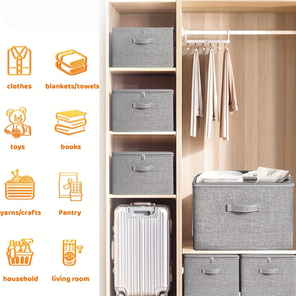 Set of 4 Oversized Collapsible Storage Containers with Double Zippers and Three Handles