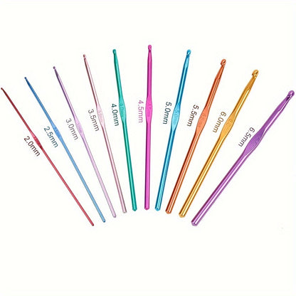 Crochet Hook Kit Knitting Needles, Multicolor Aluminum Ergonomic Yarn Knit Craft Tools