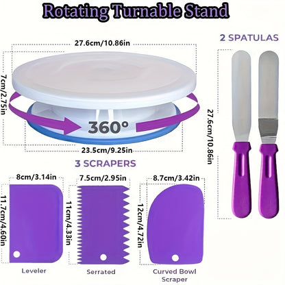 492 pc Cake Decorating Set with Rotating Turntable and Reusable Piping Bags