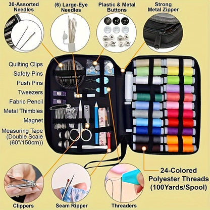100pcs Sewing Kit with Accessories, 24 Color Threads for Small Repairs