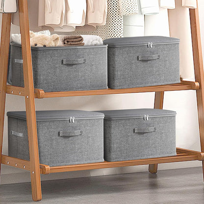Set of 4 Oversized Collapsible Storage Containers with Double Zippers and Three Handles