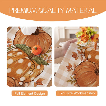 13x72 inches Pumpkin & Leaves Fall Table Runner - Autumn Thanksgiving Harvest Table Decor for Dining Room - Farmhouse Style Party Decoration