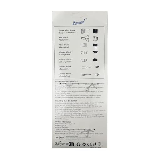 32 Pieces Paint Brush Set, Artist Series, Nylon Bristles with Round, Filbert, Flat, Fan, Angle, Detail Brush, Suitable for Artists and Beginners for Acrylic Painting, Oil, Watercolor, Gouache