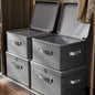 Set of 4 Oversized Collapsible Storage Containers with Double Zippers and Three Handles