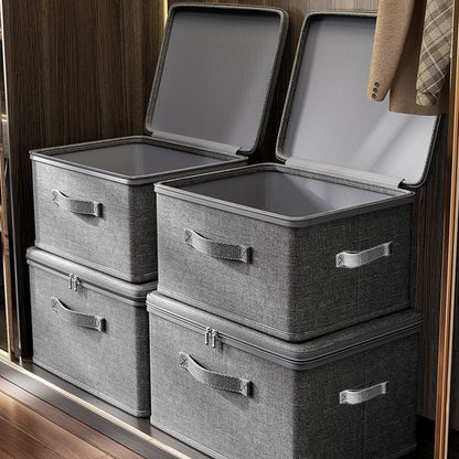 Set of 4 Oversized Collapsible Storage Containers with Double Zippers and Three Handles