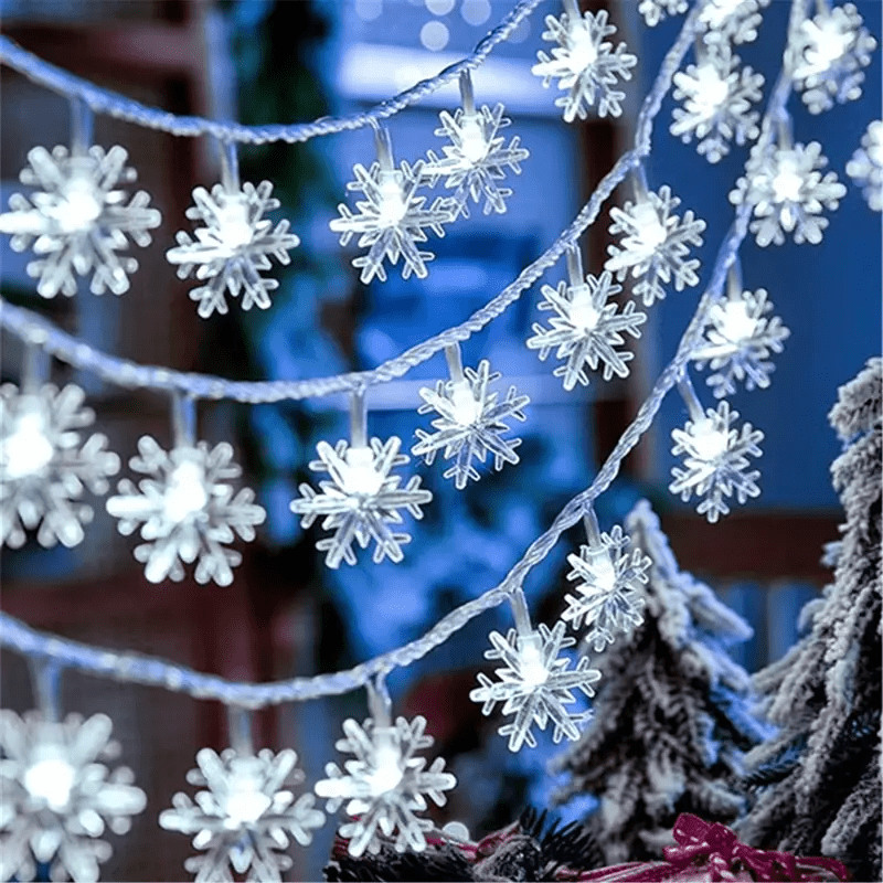 4.92 FT White LED Christmas Snowflake String Lights, Plastic Angel Theme Holiday Decor