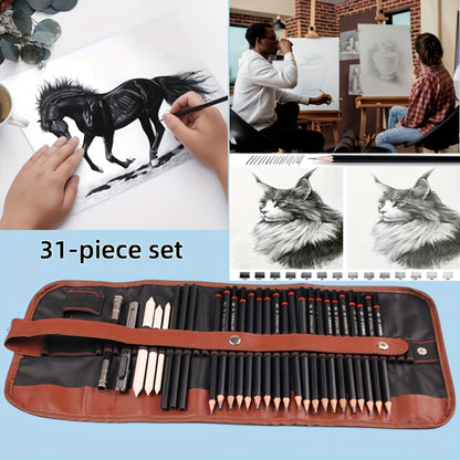 31 PCS Pencil Set, Drawing and Sketching Materials Artist Painting Art Supplies