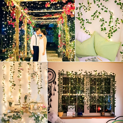 100 LED 32.7ft Artificial Leaf String Lights Fairy Garland 10m for Garden Decor