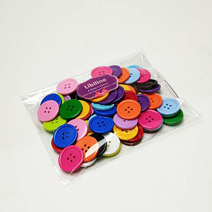 100pcs Resin Button Solid Color 4Holes Craft Clothe Sewing Card Making Sweater Shirt (Multi-Color, 3/4"(20mm))