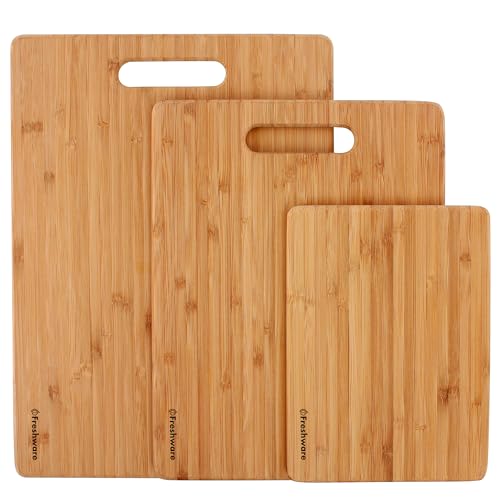 Cutting Boards for Kitchen [Set of 3] Wood Cutting Board for Chopping Meat, Vegetables, Fruits, Cheese, Knife Friendly Serving Tray with Handles