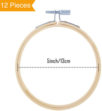 12 Pieces 5 Inch Embroidery Hoops, Cross Stitch Hoops Ring Bulk Wholesale for Christmas Ornaments Decoration and Art Craft Handy Sewing