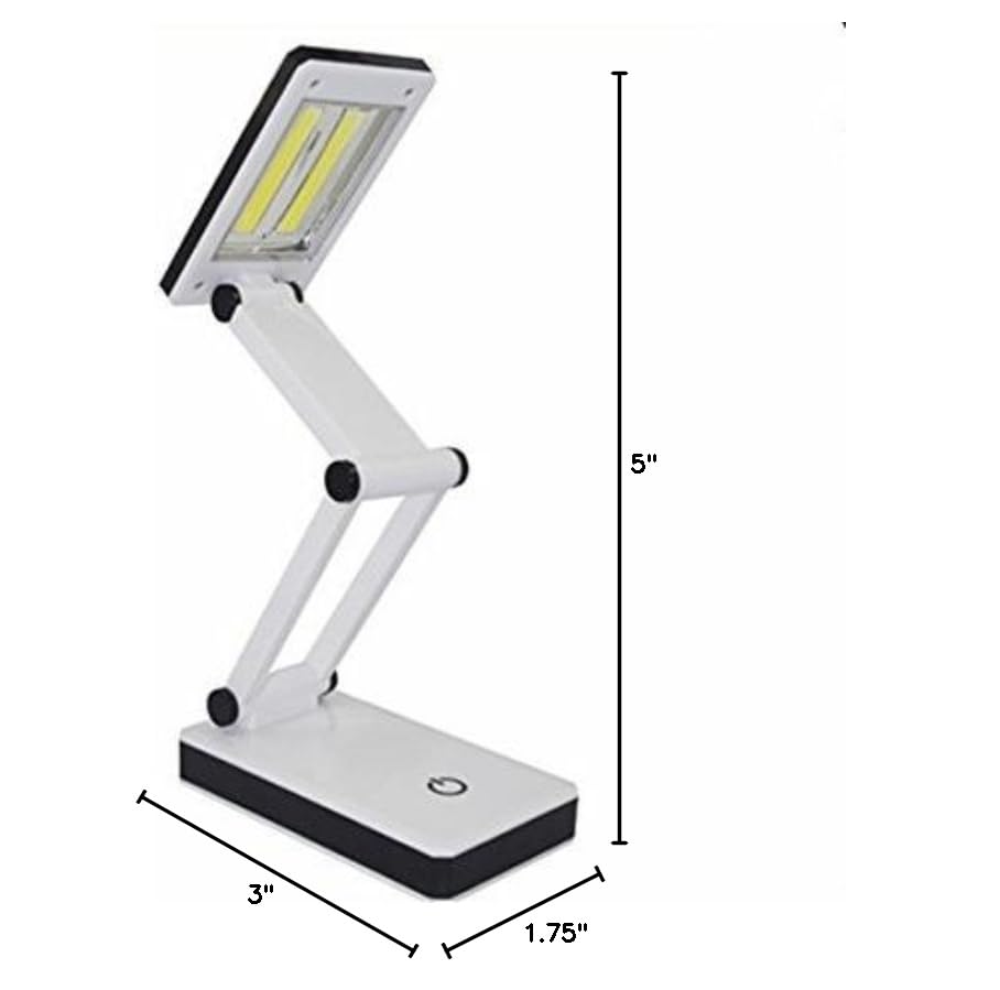 [New Version] Super Bright COB LED Portable Desk Lamp Travel Lamp :Foldable, Touch Sensitive Control, 3 Adjustable Brightness Levels, Battery and USB Powered