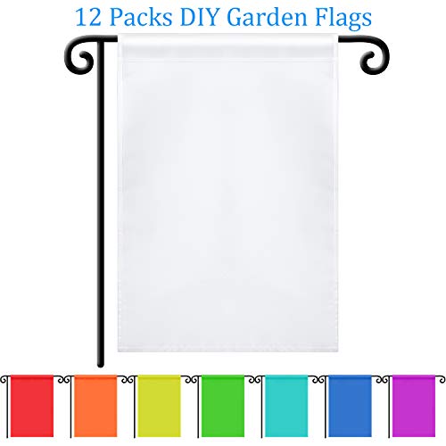 Blank Sublimation Flag Sublimation Garden Flags Yard Banners for DIY Outside Lawn Garden Polyester Banners Courtyard Outdoor Decoration,11.8 x 17.7 Inches(12 Pieces)