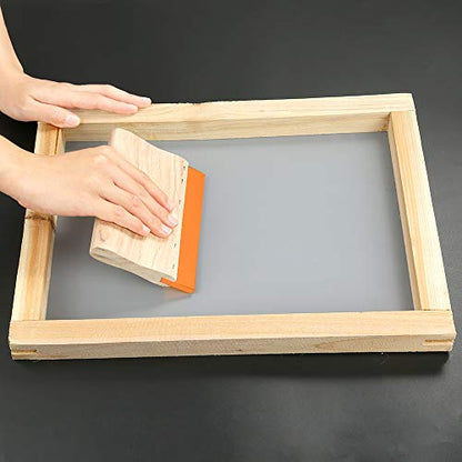 3 Pieces 3 Sizes Screen Printing Squeegee, 75 Durometer Wooden Ink Scraper for Screen Printing Fabric, 5.9 Inch, 9.4 Inch and 13.7 Inch