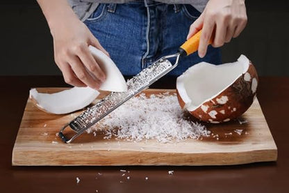 PRO Citrus Lemon Zester & Cheese Grater — Parmesan Cheese, Lemon, Ginger, Garlic, Nutmeg, Chocolate, Vegetables, Fruits - Razor-Sharp Stainless Steel Blade + Protect Cover - Dishwasher Safe