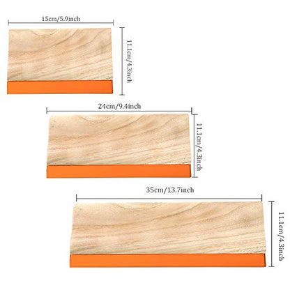 3 Pieces 3 Sizes Screen Printing Squeegee, 75 Durometer Wooden Ink Scraper for Screen Printing Fabric, 5.9 Inch, 9.4 Inch and 13.7 Inch