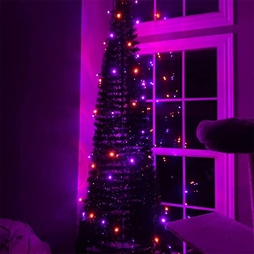 Purple and Orange Halloween Lights, 20FT 100 Count Incandescent Mini String Lights, Waterproof Halloween Decorations for Outdoor Indoor Patio Home Party Garden Yard Decor