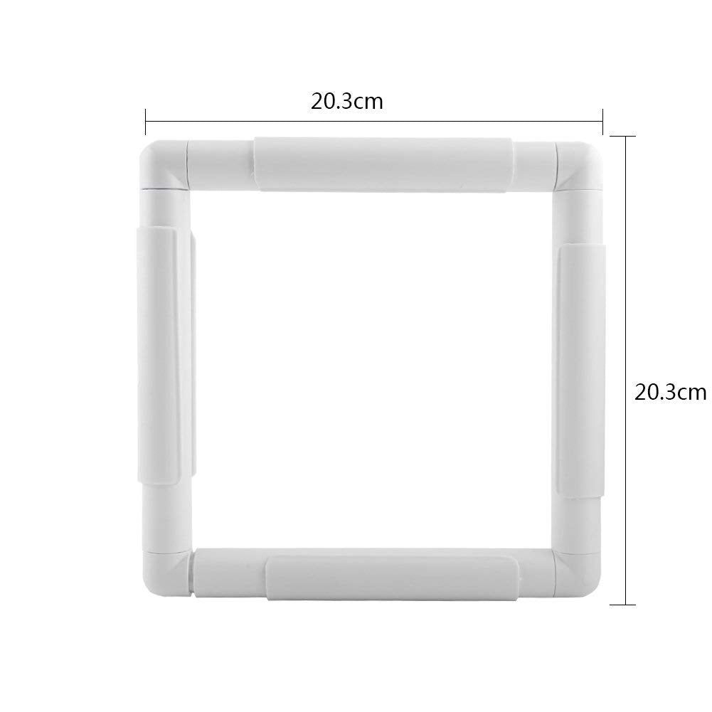 Square Rectangle Plastic Clip Frame for Embroidery Cross Stitch Quilting Needlepoint Tool(20.3 x 20.3cm)