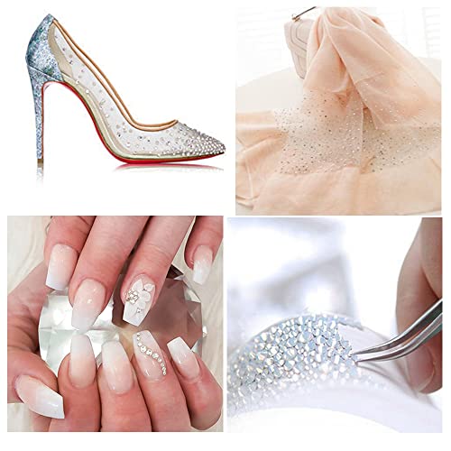 6800pcs+ Flatback Glass Hotfix Iron On Rhinestones Crystal for DIY Making with 1 Tweezer & 1 Picking Pen for Shoes, Clothes, Face Art, Bags, Manicure (Clear Crystal, 6-Sizes)
