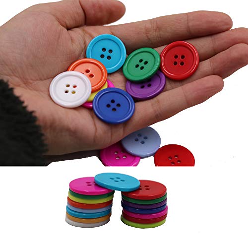 1 Inch Buttons Sewing Flatback Resin Button 12 Mixed Colors Pack of 100