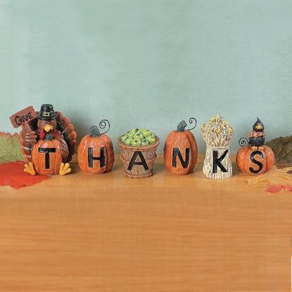 Resin "Give Thanks" Blocks (Set of 6) Fall Home Decor