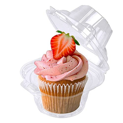 50 Pack Individual Cupcake Containers Plastic Cupcake Boxes Cupcake Holders Stackable Deep Dome Cupcake Carrier