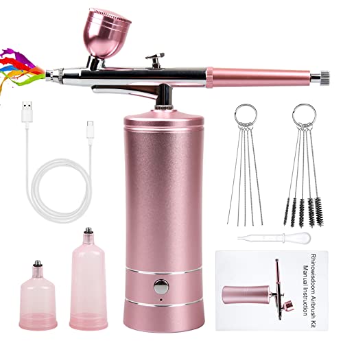 Airbrush-Kit Rechargeable Cordless Airbrush Compressor -Auto Handheld Airbrush Gun, Airbrush Set Portable Wireless Air Brush for Barber, Nail Art, Cake Decor, Makeup, Model Painting