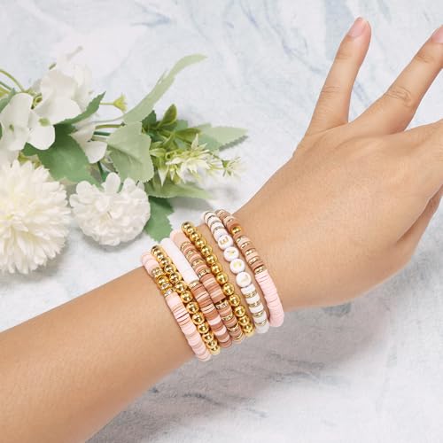 Bracelet Making Kit Friendship Golden Beads Clay Beads Jewelry&Bracelet Making Kit Charm Bracelet Maker Set with Letter Beaded Kit Birthday Gift
