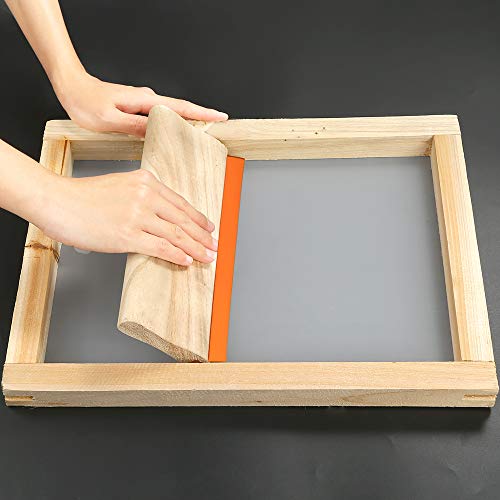 3 Pieces 3 Sizes Screen Printing Squeegee, 75 Durometer Wooden Ink Scraper for Screen Printing Fabric, 5.9 Inch, 9.4 Inch and 13.7 Inch