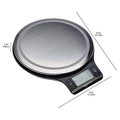 Digital Kitchen Scale with LCD Display, Batteries Included, Weighs up to 11 pounds, Black and Stainless Steel
