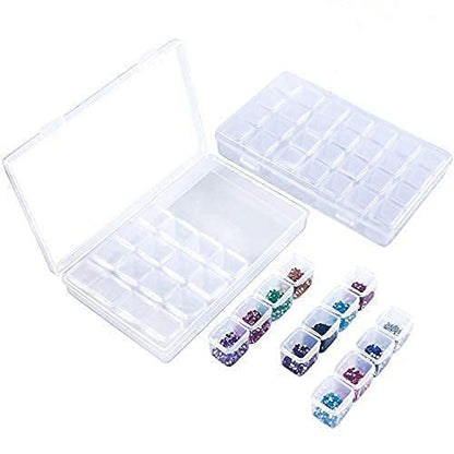 2 Pack 28 Slots Plastic Craft Organizer Case Diamond Storage Box(2pcs)