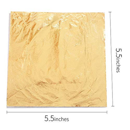 Gold Leaf Sheets, 100 pc 5.5" Gold Foil Paper for Arts Craft, Painting, Gilding, Slime, Nail Design, Furniture Decoration