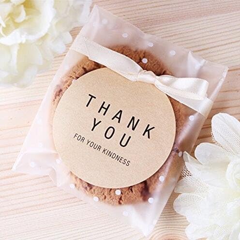 200PACK Self Sealing Cellophane Bags Clear Cookie Bags for Gift Giving Treat bag for Packaging Cookies, Candy, Gifts (White Polka Dot, 4x4Inches)