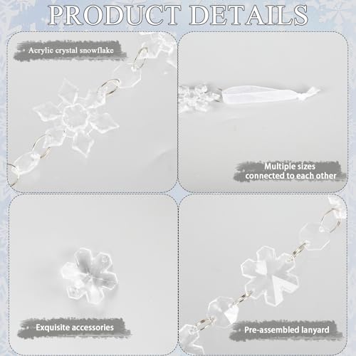 96 pcs Christmas Acrylic Hanging Ornament Set 3 Inch Clear Acrylic Flat Disc Ornaments DIY Christmas Crafts with Transparent Crystal Snowflakes for Xmas Winter New Year Party Hanging Decor