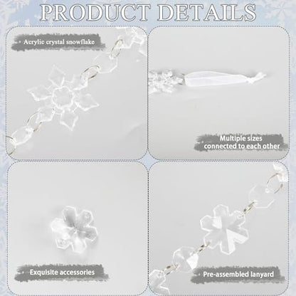 96 pcs Christmas Acrylic Hanging Ornament Set 3 Inch Clear Acrylic Flat Disc Ornaments DIY Christmas Crafts with Transparent Crystal Snowflakes for Xmas Winter New Year Party Hanging Decor