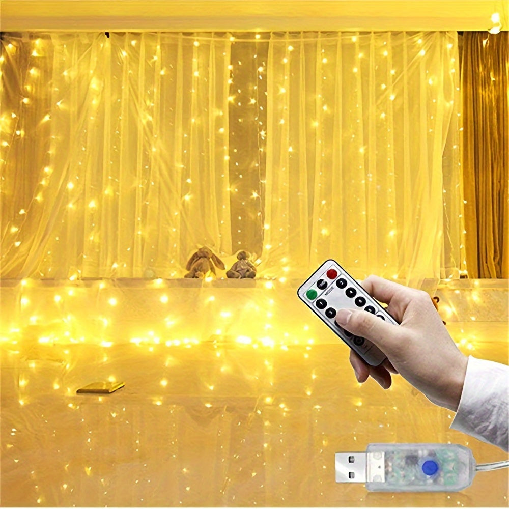 2 Pack 40 Christmas Icicle Curtain Lights with USB Remote 20ft x 9.80ft