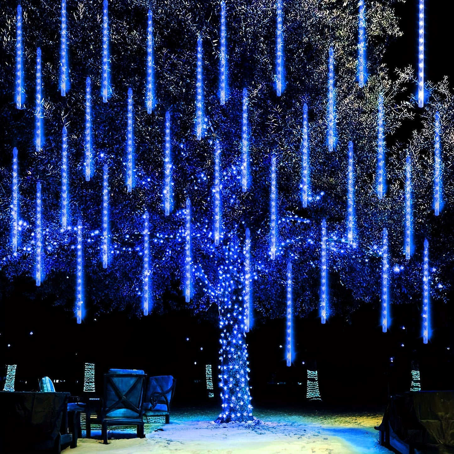 288 LED Christmas Halloween and Thanksgiving Lights Outdoor LED Meteor Shower Rain Lights (Blue)