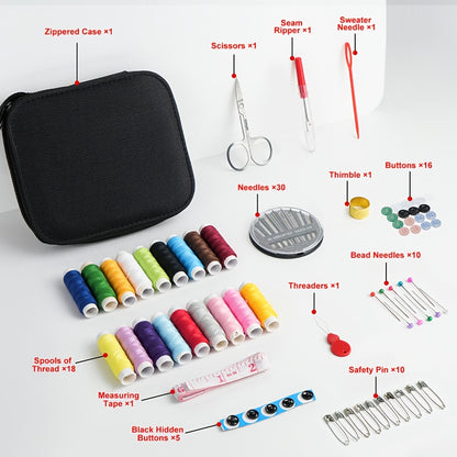 Mixed Color Canvas Sewing Kit, Portable Mini Basic Travel Repair Set