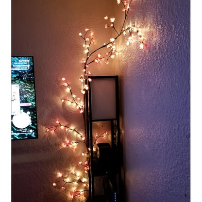 8-Branch Flexible Rattan Wall Light - 96 LED USB-Powered Ambiance 2 PCK