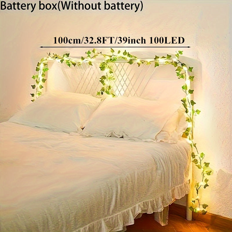 100 LED 32.7ft Artificial Leaf String Lights Fairy Garland 10m for Garden Decor