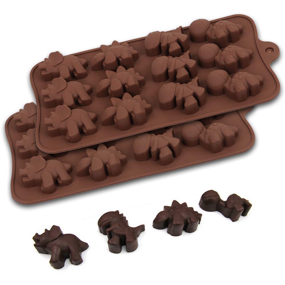 12-Cavity Dinosaur Chocolate Mold, Set of 4PCS Non Stick Silicone Dinosaur Mold for Candy Chocolate Jelly, Ice Cube