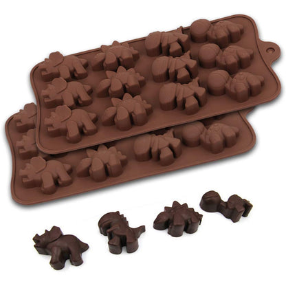 12-Cavity Dinosaur Chocolate Mold, Set of 4PCS Non Stick Silicone Dinosaur Mold for Candy Chocolate Jelly, Ice Cube